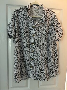 John Mark White & Black Dog-Print Button Down Shirt